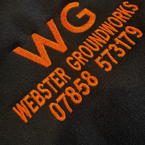 Webster Groundworks branded workwear embroidery