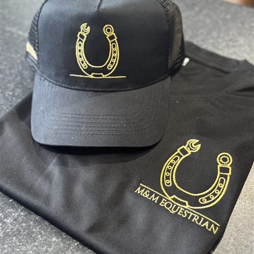 M&M Equestrian branded cap and top